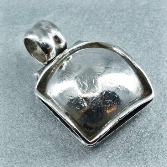 Vintage sterling 950 silver handmade puffy square pendant