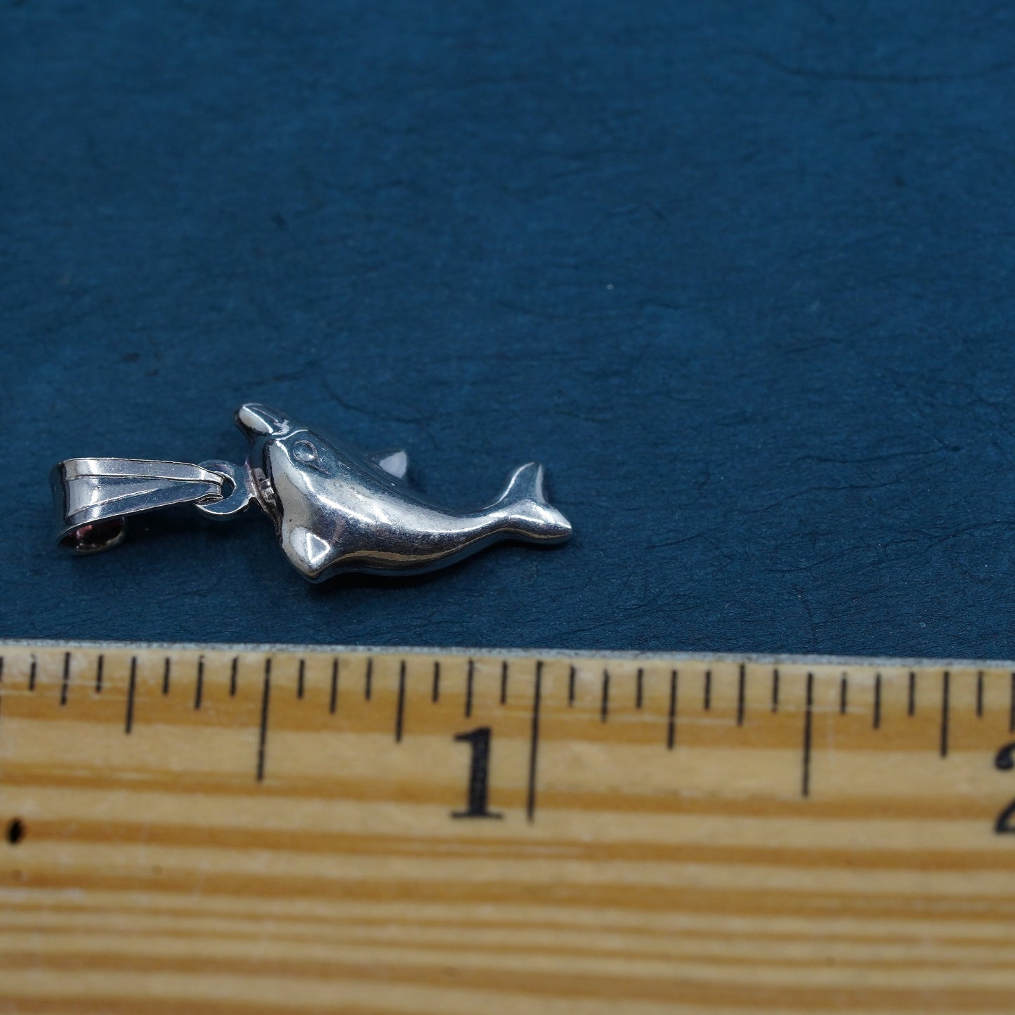 Vintage Sterling silver handmade dolphin pendant, 925 charm