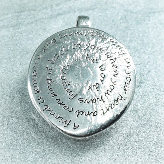 Vintage Sterling silver charm, 925 disc “a friend is who knows song in heart