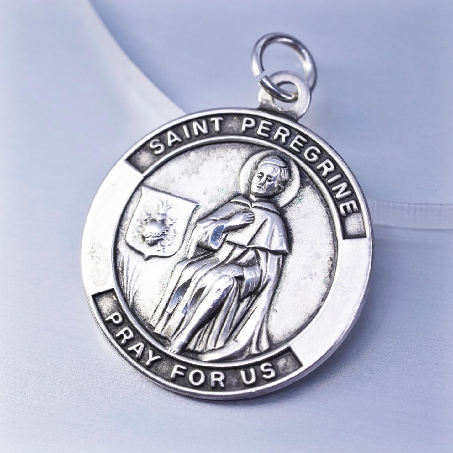 sterling 925 silver handmade “saint Peregrine Pray for Us” pendant charm