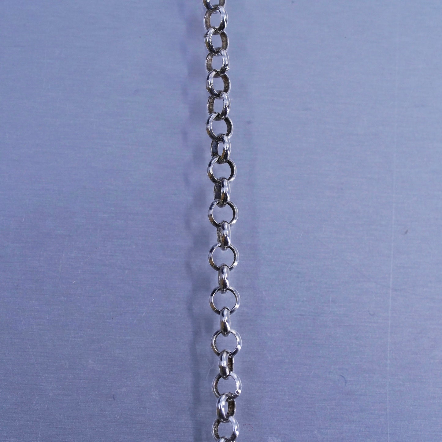 17” 3mm, vintage Sterling 925 silver circle chain necklace