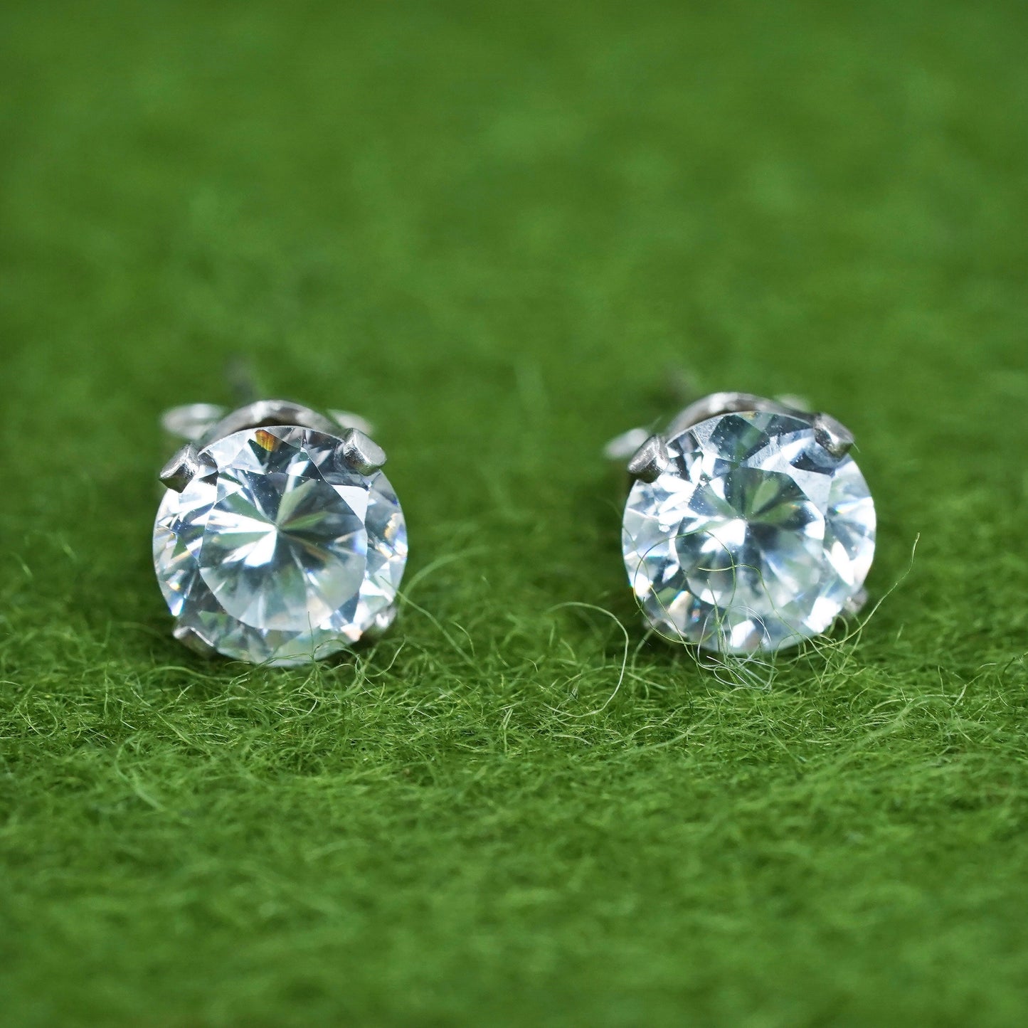 5mm, Vintage sterling silver genuine cz studs, fashion minimalist earrings