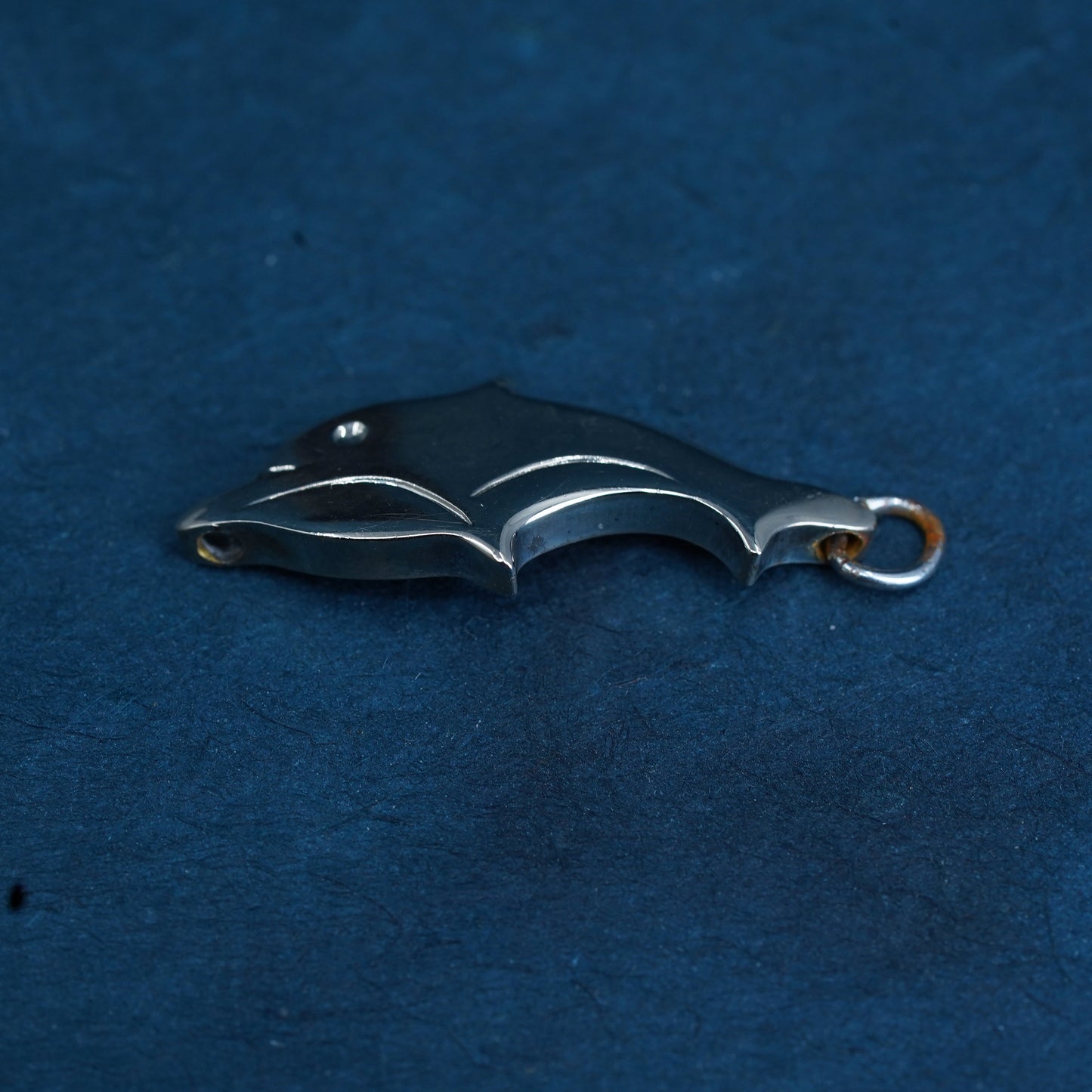 Vintage Sterling silver handmade dolphin pendant, 925 charm