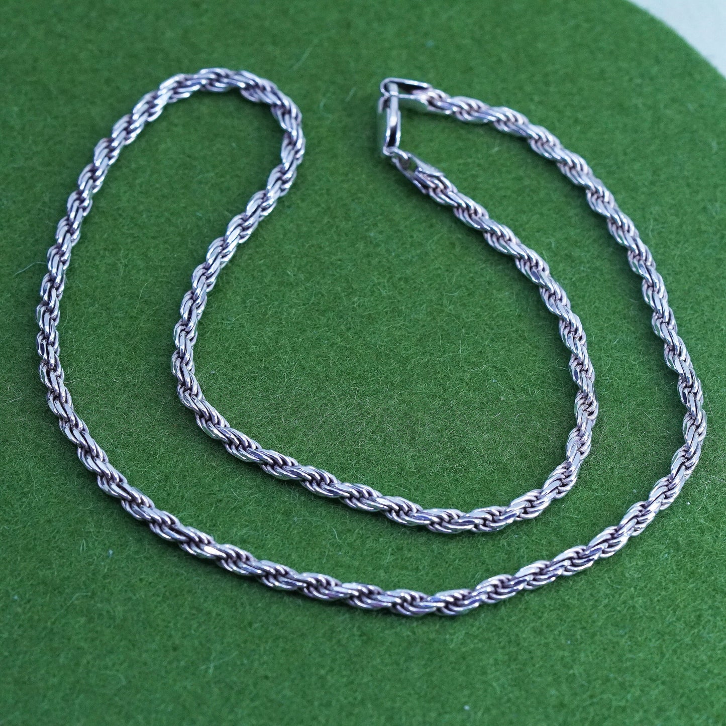 20”, 4mm, vintage Sterling silver necklace, 925 diamond rope chain