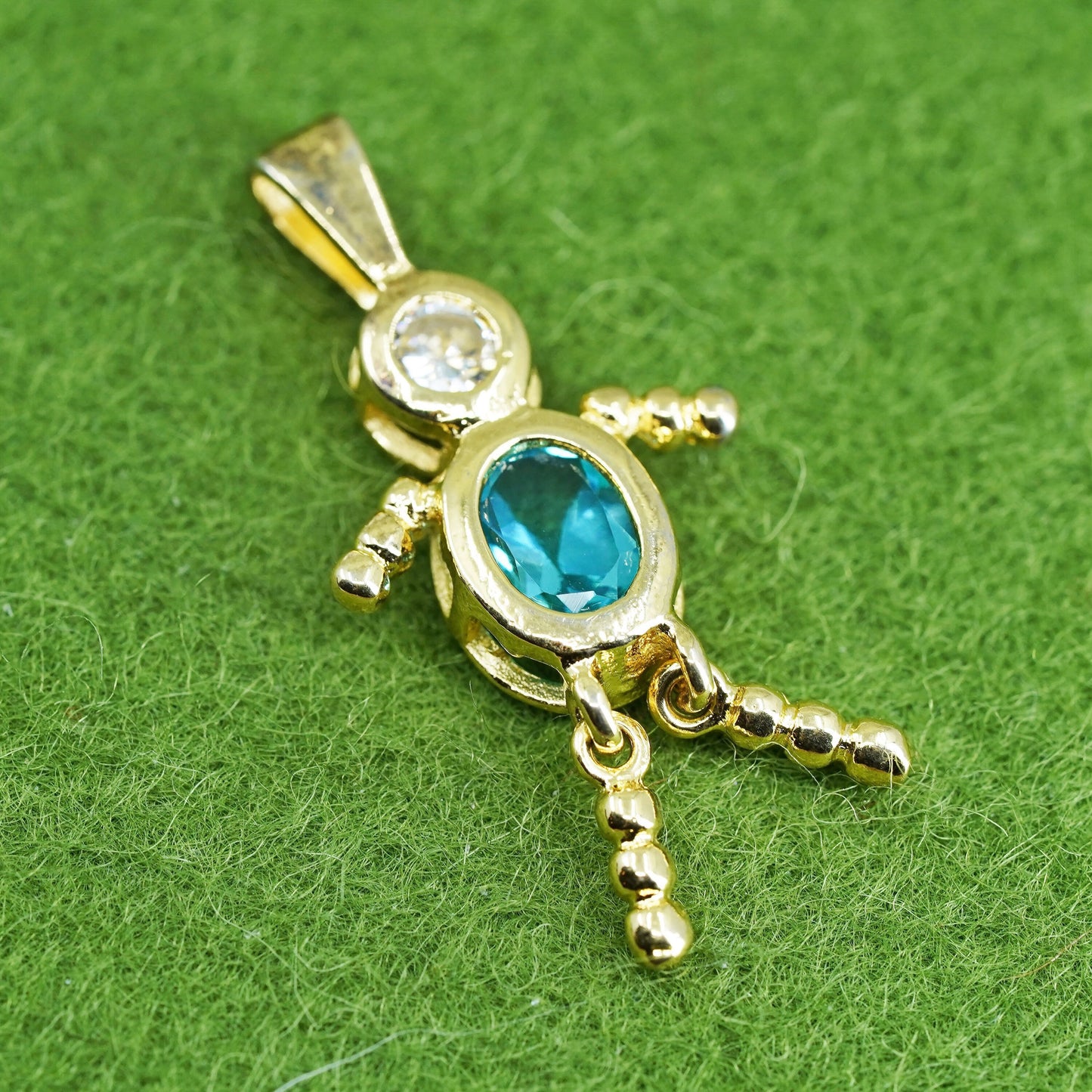 vermeil gold over sterling 925 silver birthstone pendant boy figure charm topaz