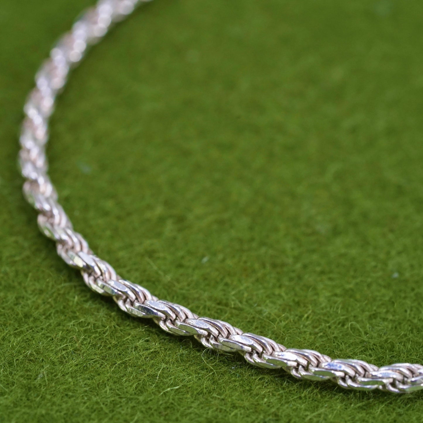 7.75”, 3mm, vintage Sterling silver rope chain, Italy 925 men’s bracelet