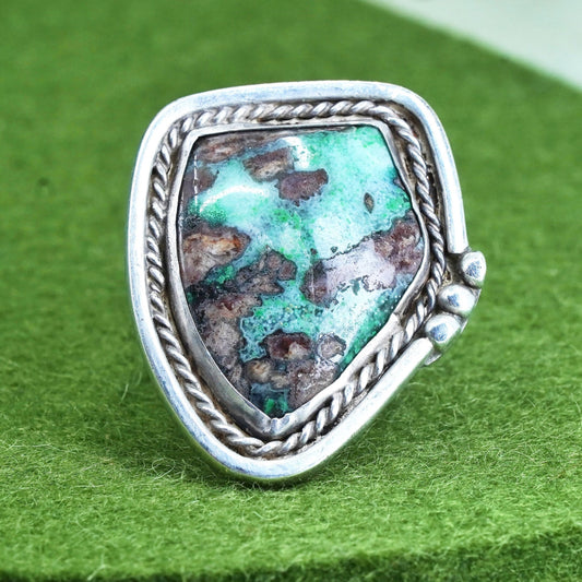 Size 8.75, Native American sterling silver ring, handmade 925 ring turquoise