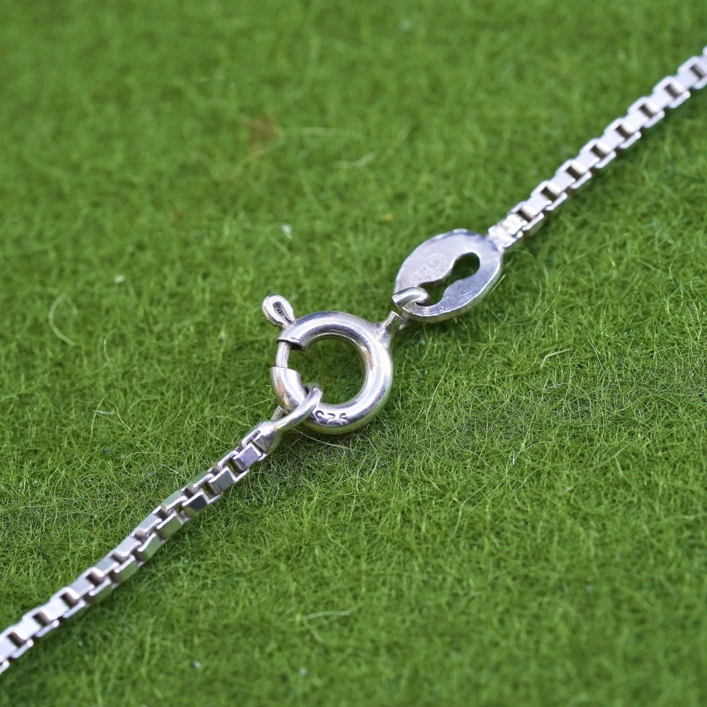 24”, 1.6mm, Vintage sterling silver Italy 925 silver box chain, necklace