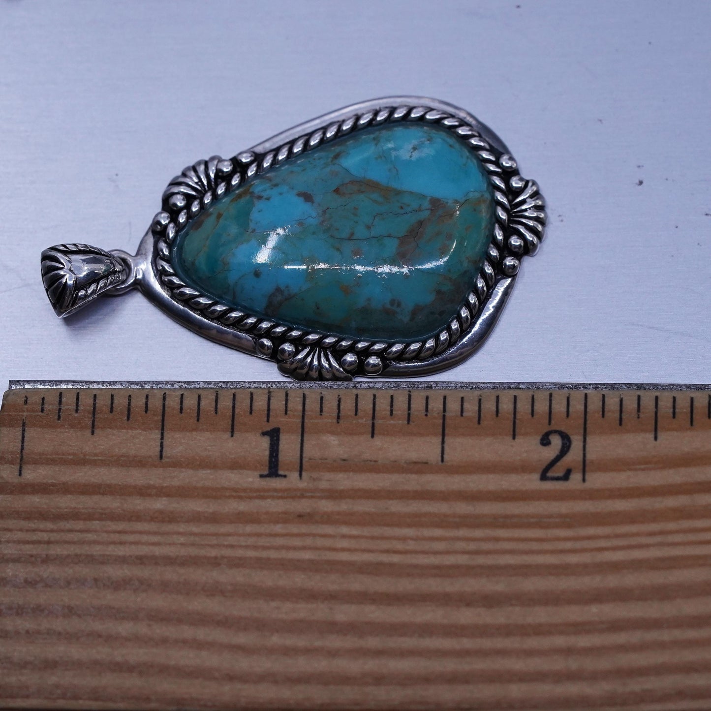 Native American Stauer sterling 925 silver handmade pendant with turquoise