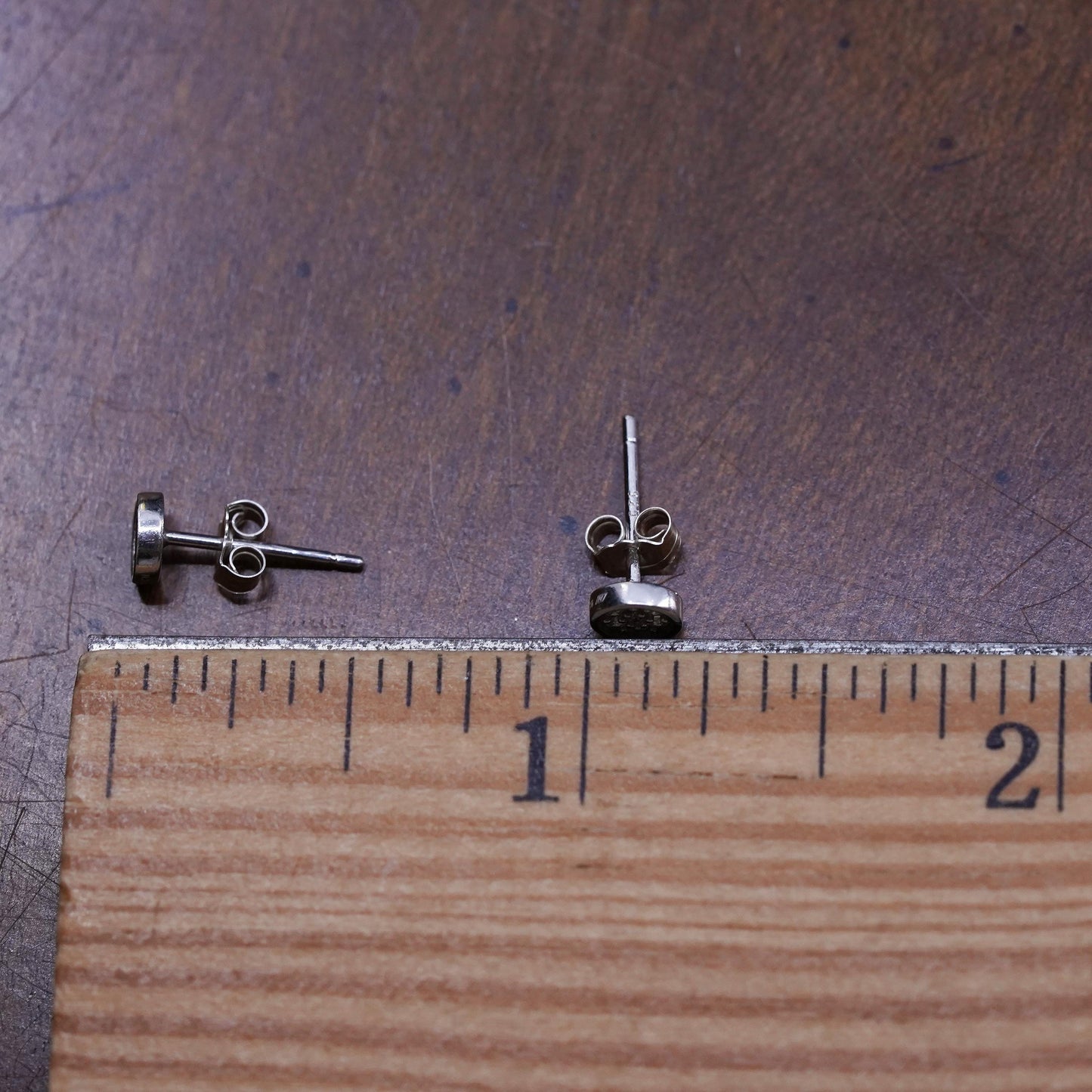 5mm, Vintage sterling silver handmade earrings, 925 studs with CZ