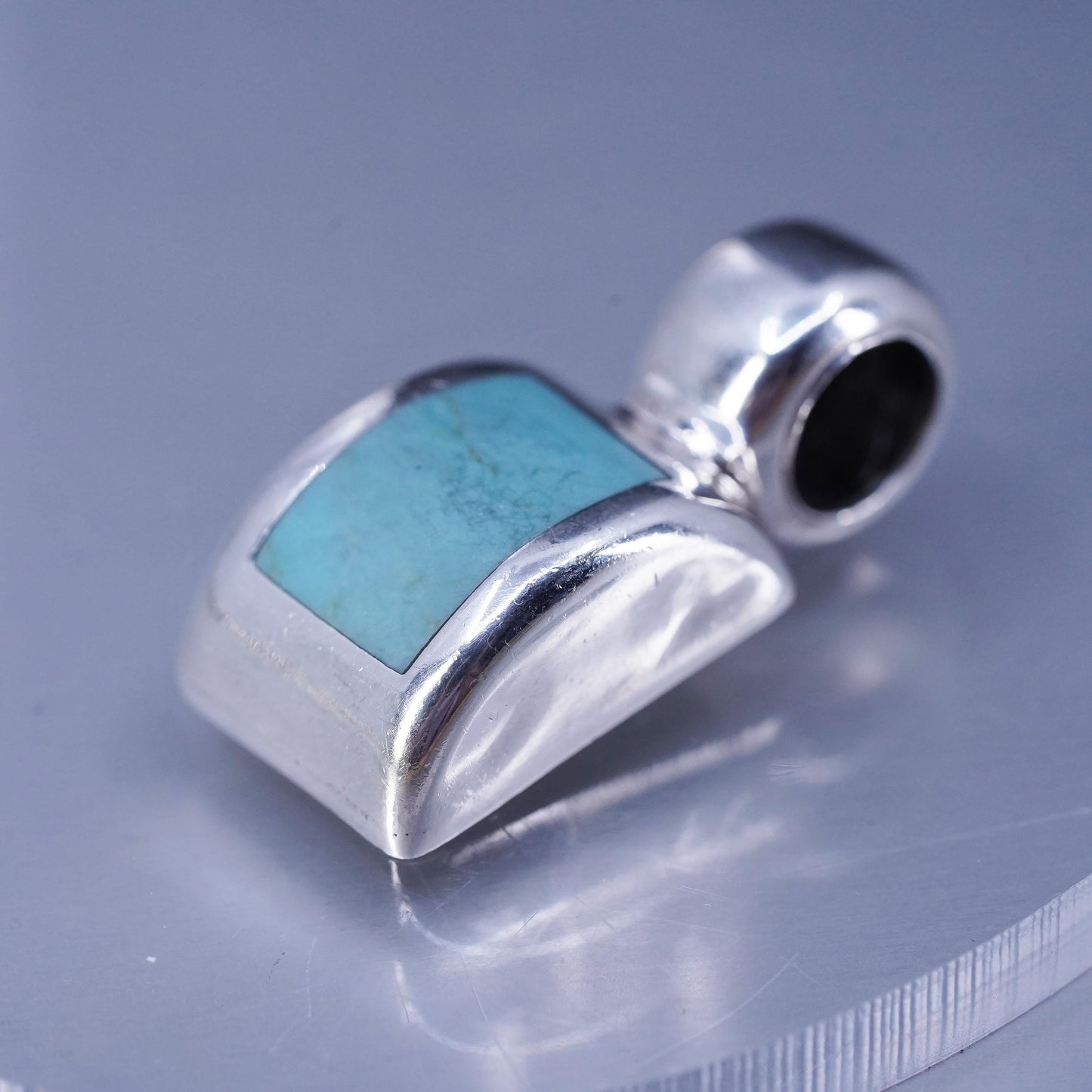 Vintage southwestern sterling 925 silver pendant with square turquoise