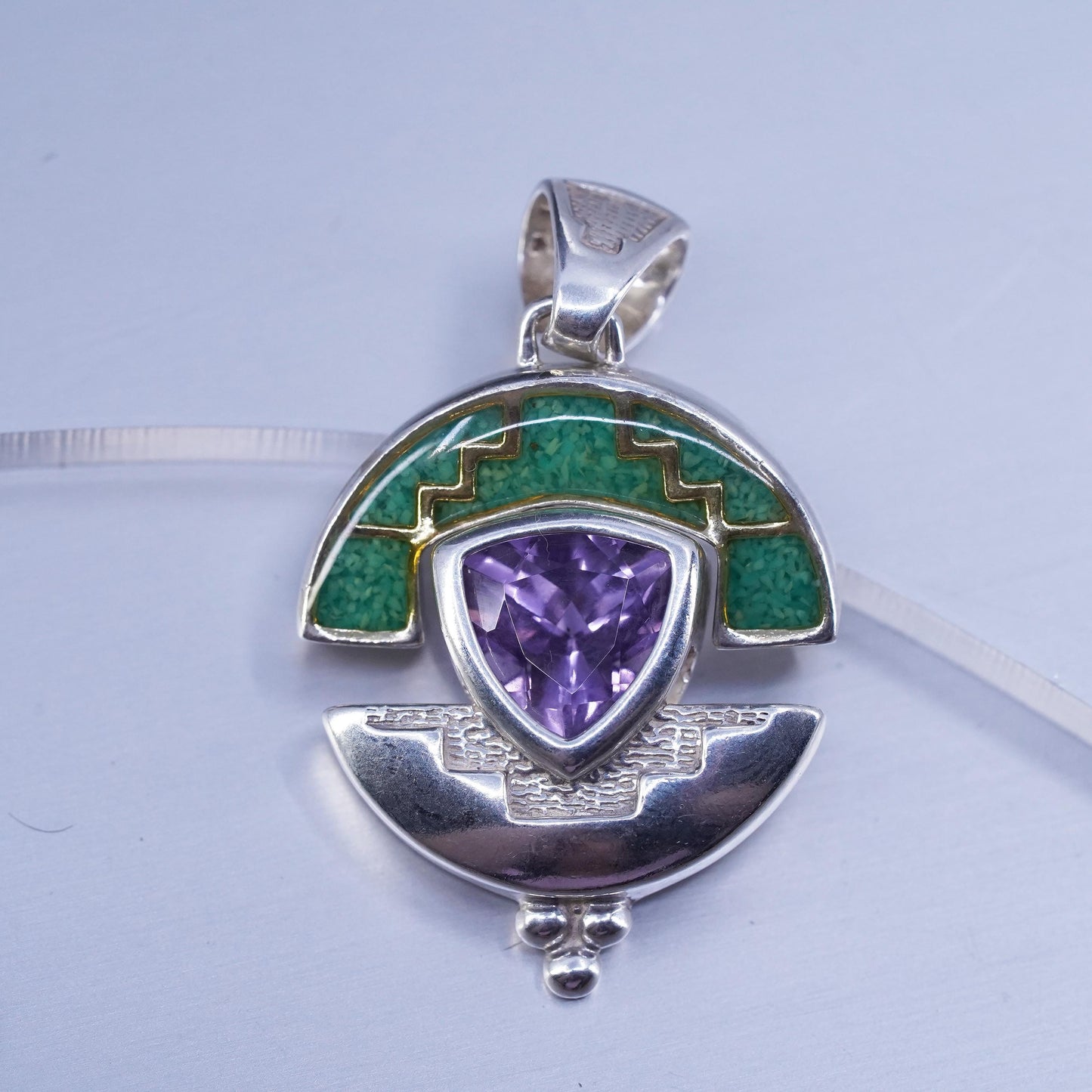 Vintage Relios Carolyn pollack pendant sterling 925 silver enamel amethyst