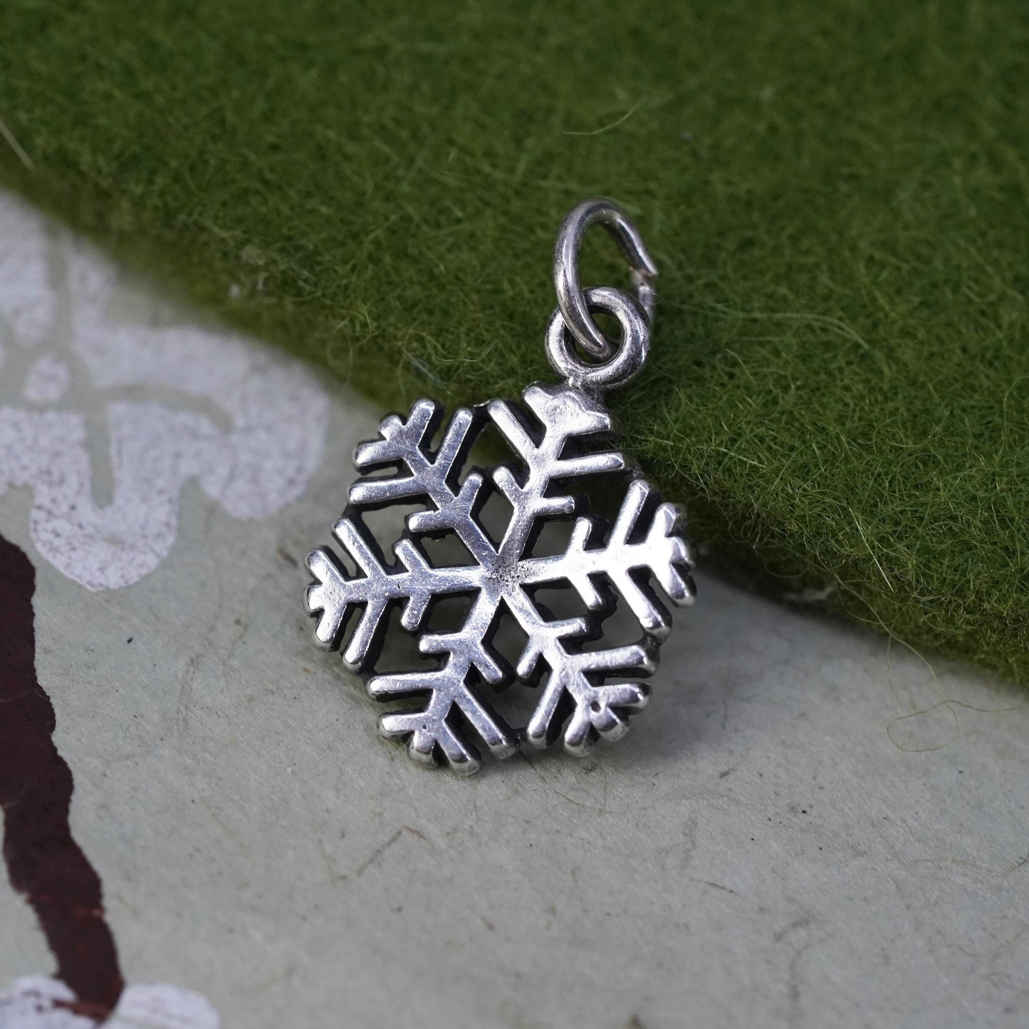 Vintage Sterling silver snowflake pendant, 925 handmade charm