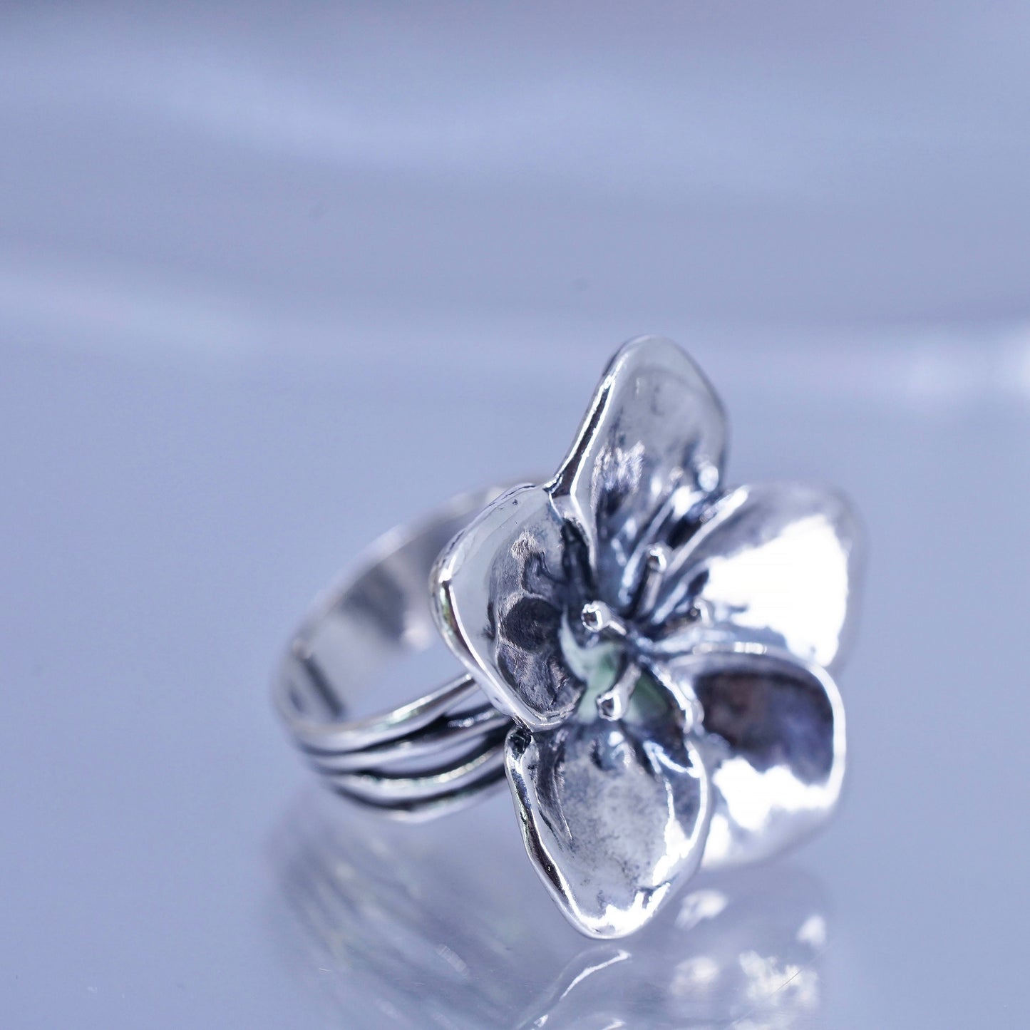 Size 7, Opulenza Jewelry sterling silver ring, handmade flower 925 band