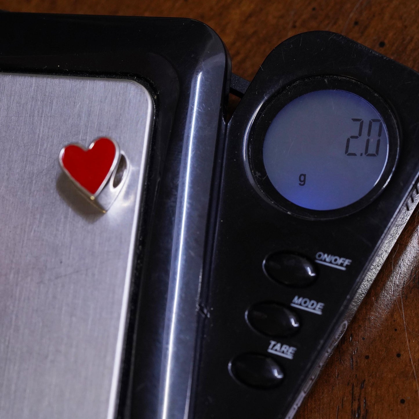 Vintage Sterling silver handmade charm, 925 red enamel heart bead