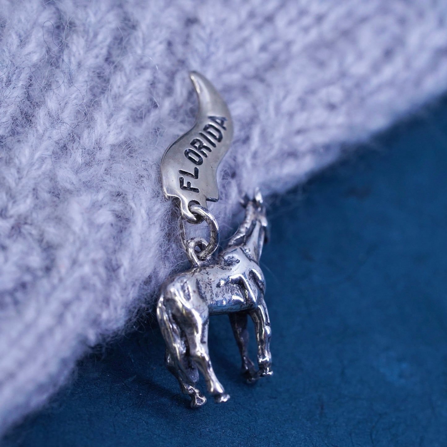 Vintage sterling silver handmade pendant, 925 horse charm