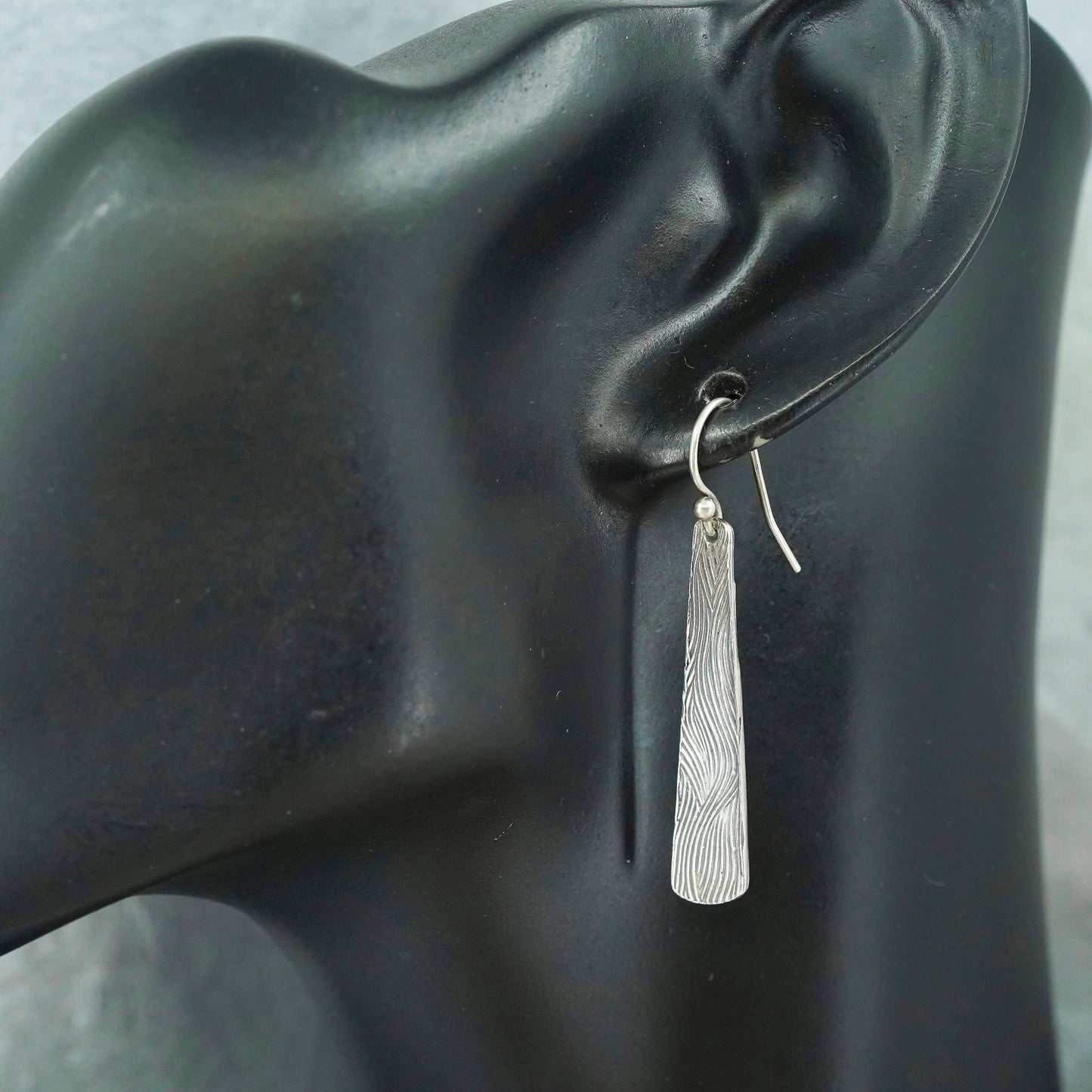 Vintage Sterling 925 silver handmade textured teardrop earrings