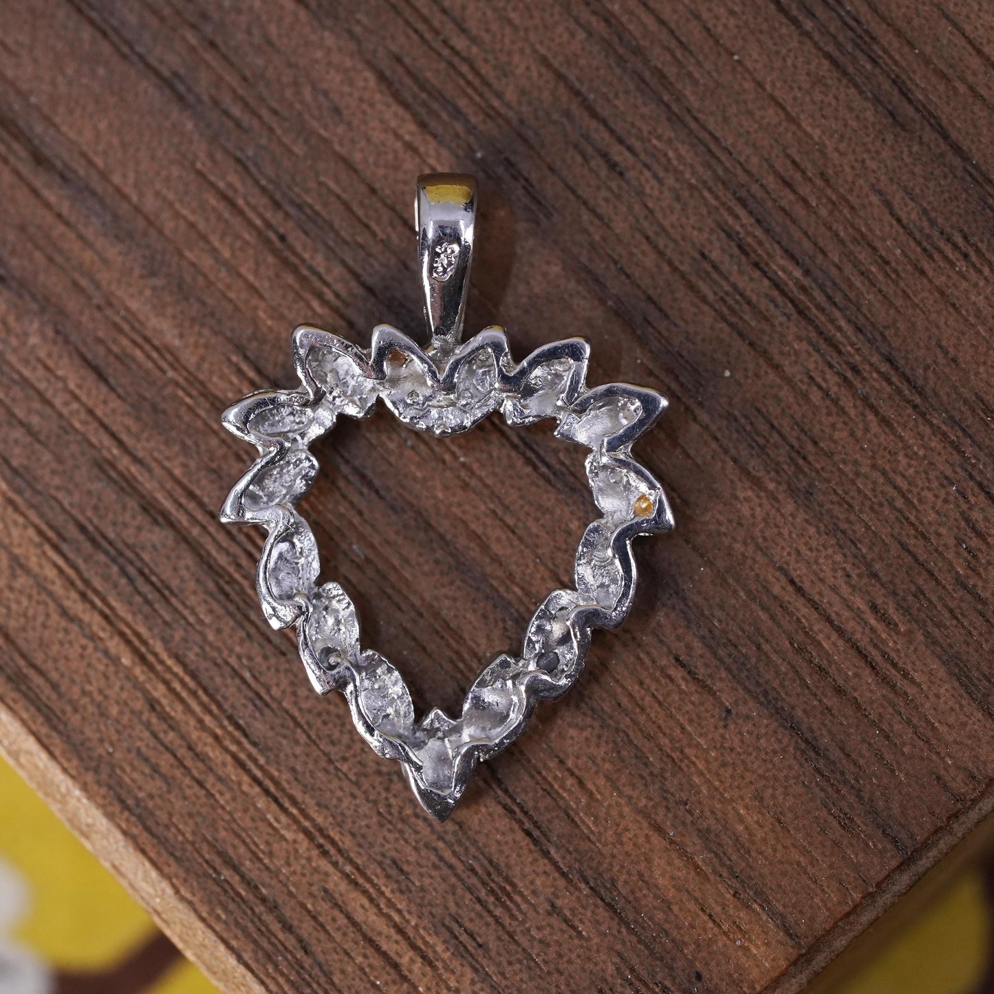 Vintage Sterling 925 silver handmade heart pendant with diamond