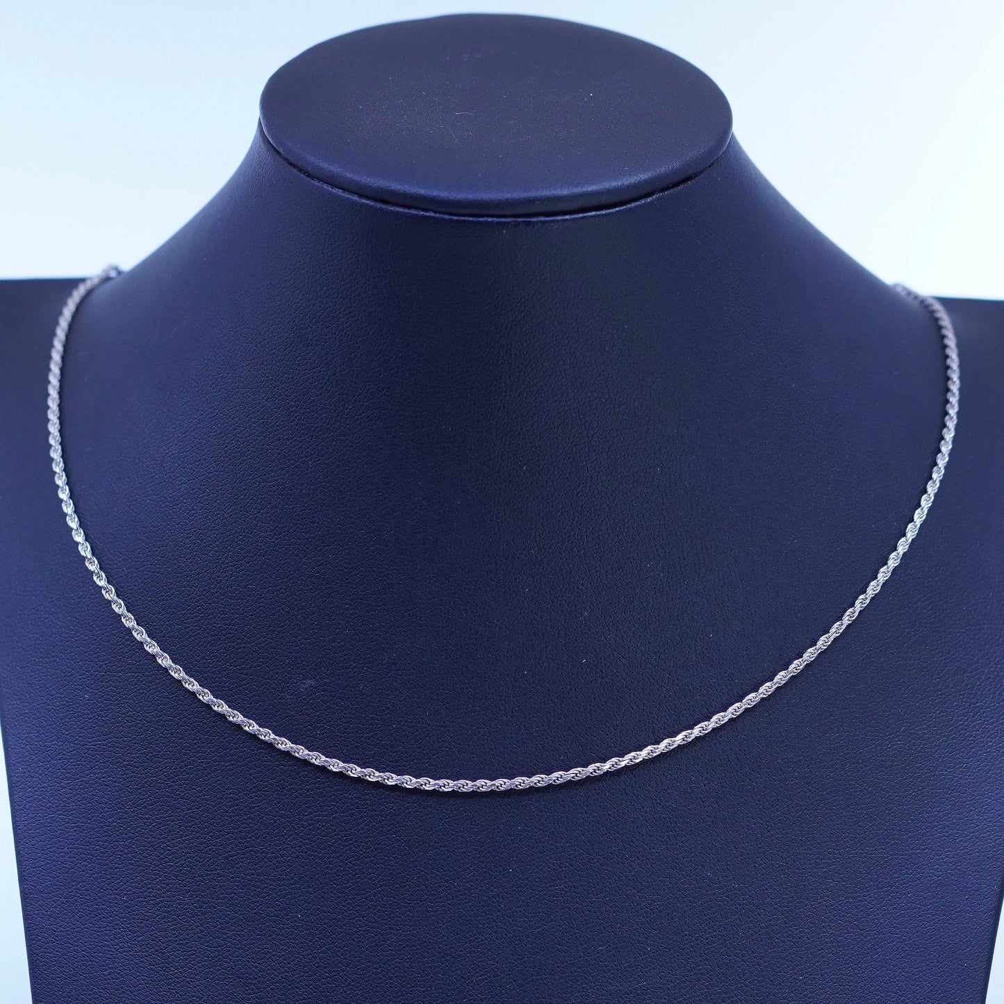 24” 2mm, vintage Italy Sterling 925 silver rope chain necklace