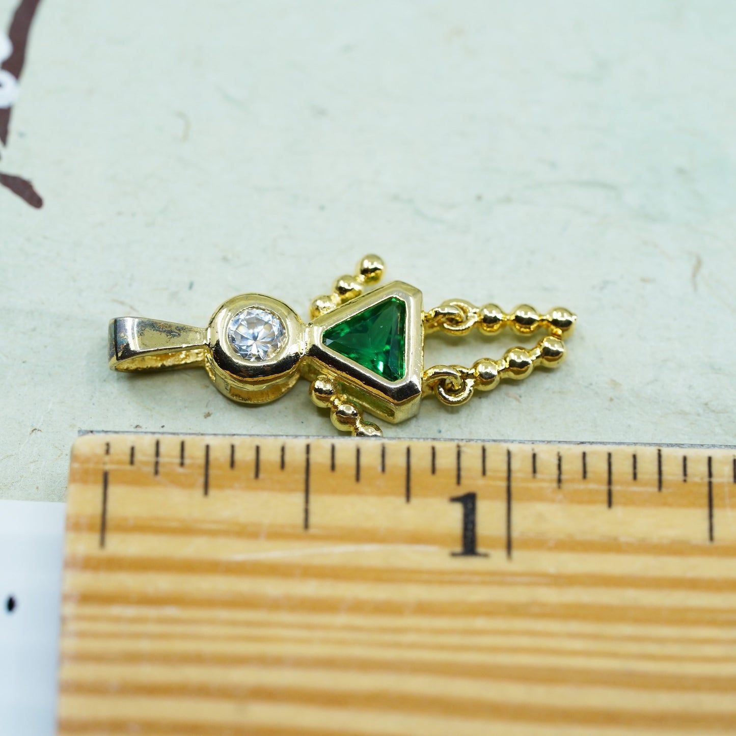 vermeil gold sterling 925 silver birthstone pendant emerald girl figure charm