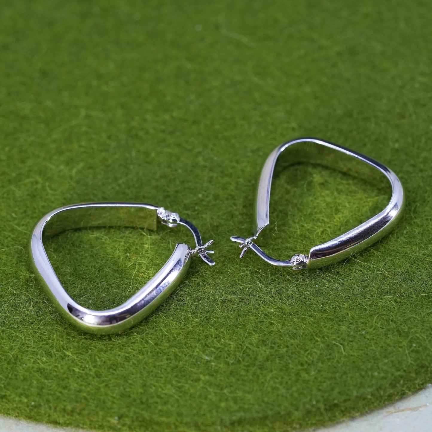 1", VTG sterling 925 silver loop earrings, fashion minimalist primitive hoops