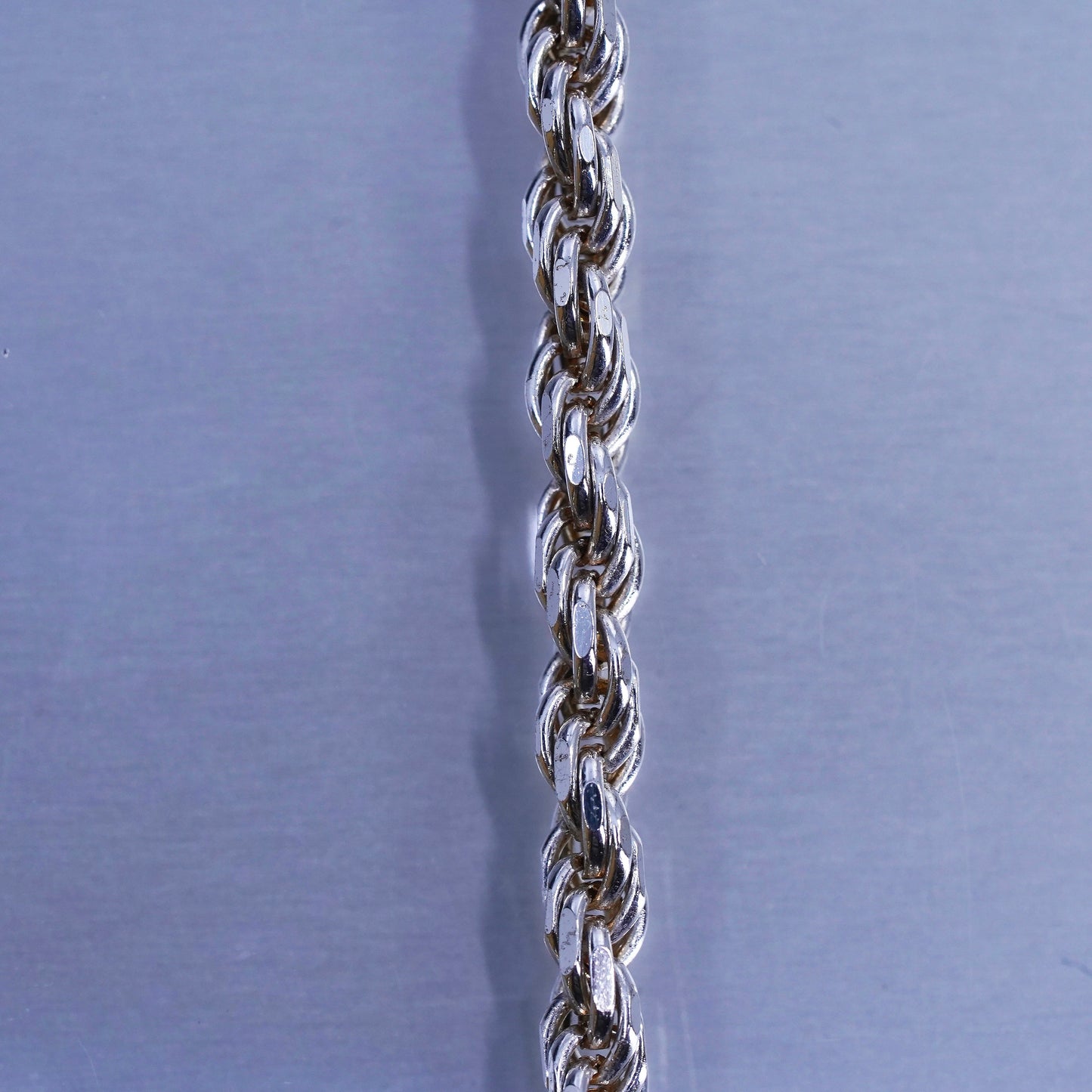 27” 4mm, vintage Italy Sterling 925 silver bold diamond cut rope chain necklace