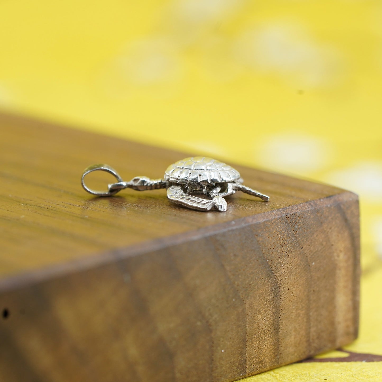 Vintage Sterling silver handmade pendant, 925 sea turtle