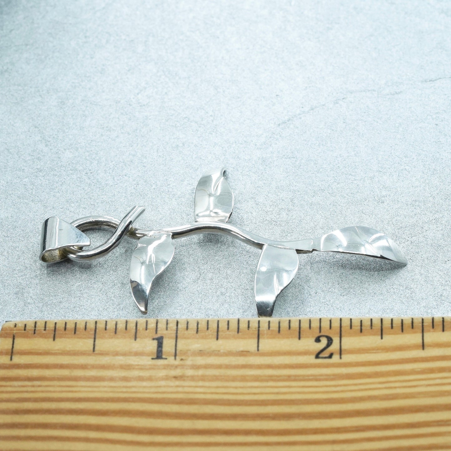 Vintage sterling 925 silver handmade leaves pendant charm