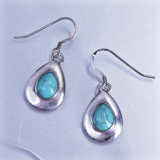 Native American Navajo sterling 925 silver teardrop earrings and turquoise