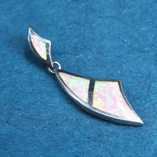 vintageo Sterling 925 silver handmade pendant with white opal inlay