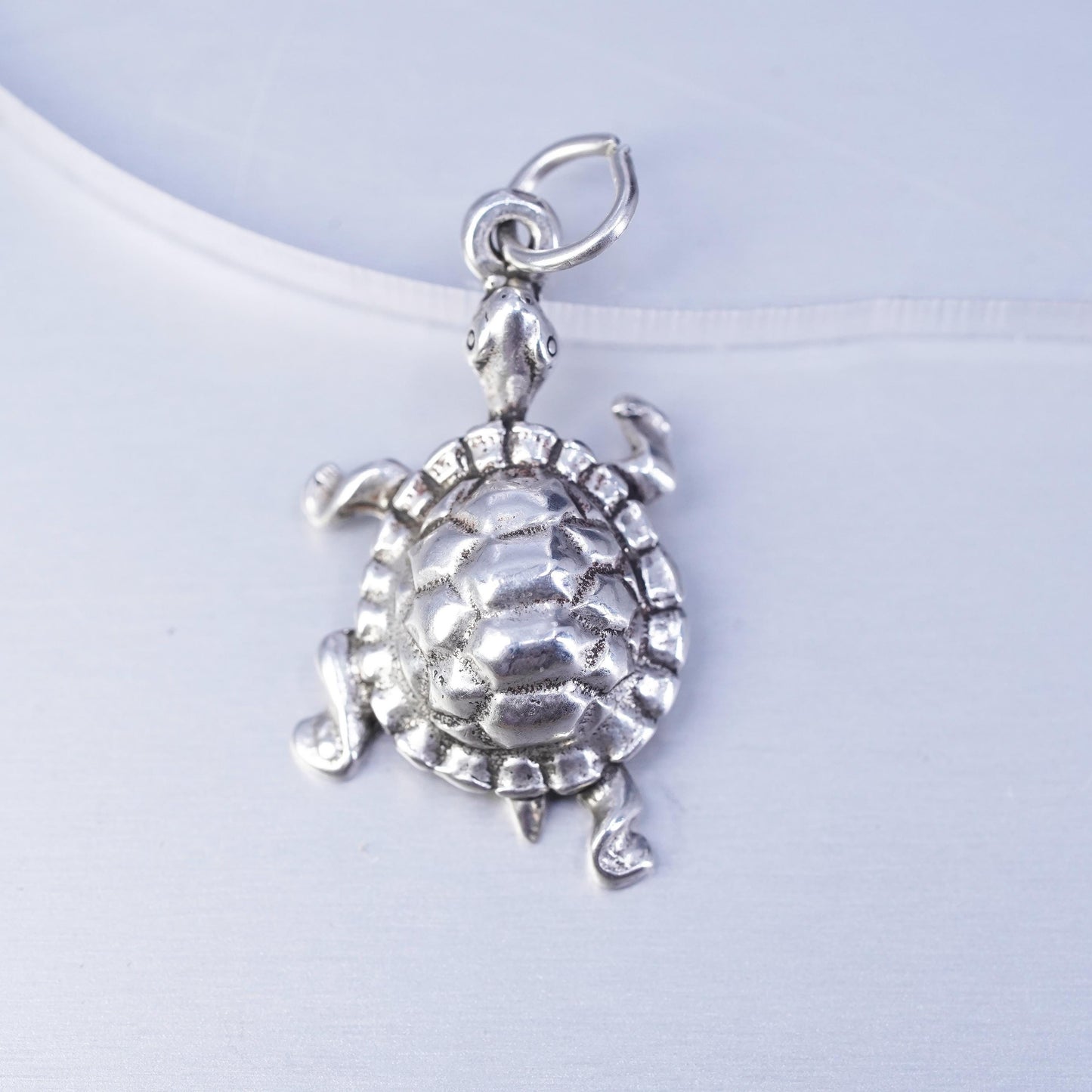 Vintage Sterling silver handmade simple 925 sea turtle charm pendant