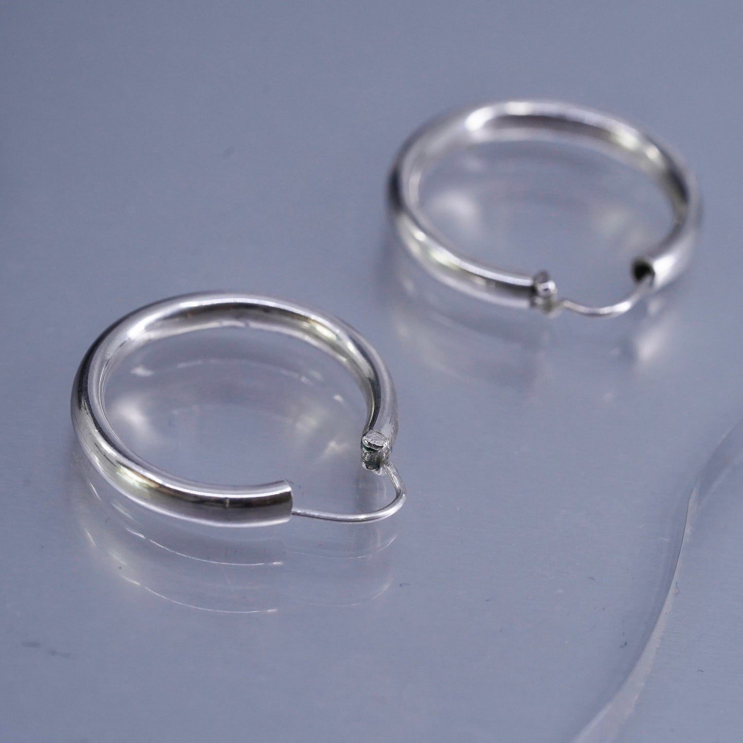 0.75”, vintage Sterling silver handmade earrings, 925 hoops