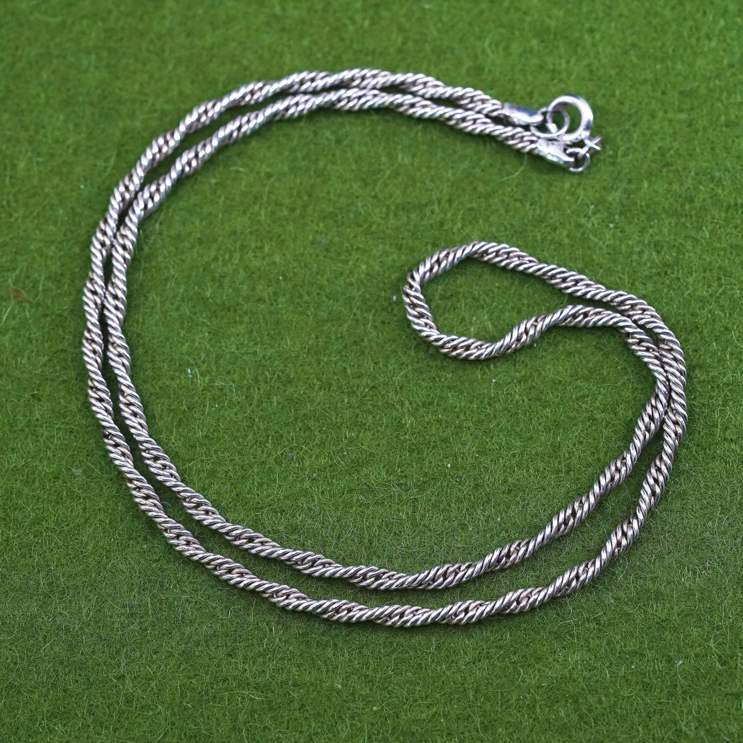 17” 3mm, Vintage sterling 925 silver handmade twisted wheat chain, necklace