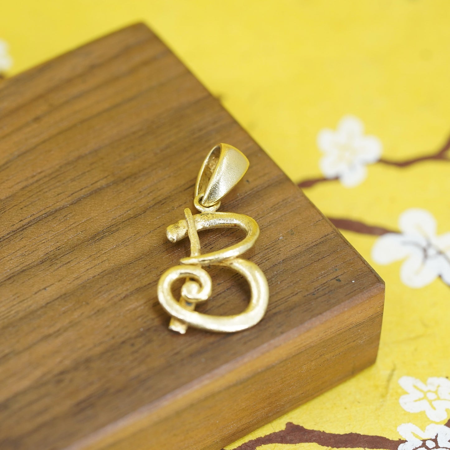 vtg vermeil gold over Sterling silver handmade pendant, 925 initial letter B