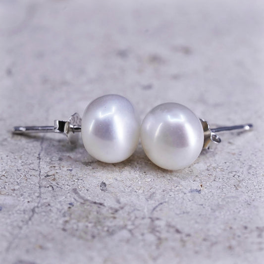 7mm, Sterling 925 silver with freshwater pearl studs earrings