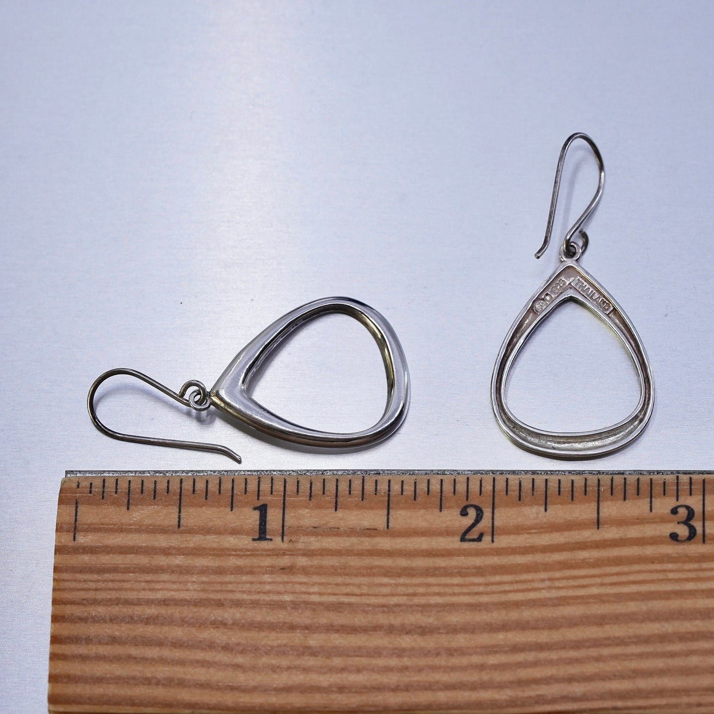 Vintage Sterling 925 silver handmade teardrop earrings