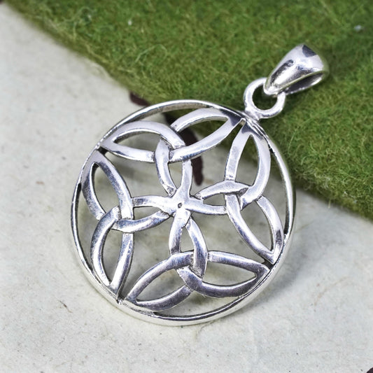 vintage sterling silver handmade pendant, 925 silver Irish Celtic knot charm