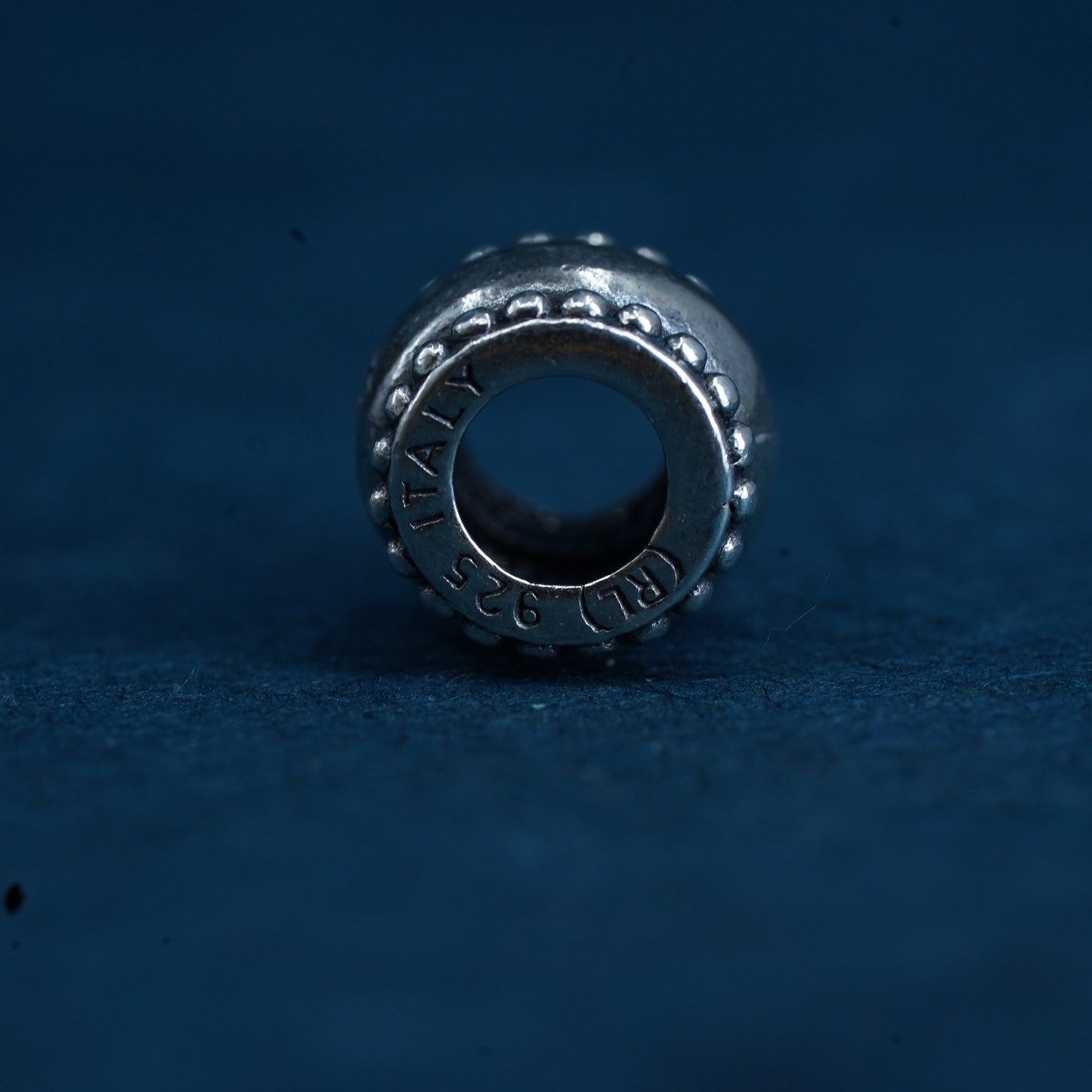 Vintage Sterling silver handmade bead pendant, 925 charm embossed “birthday”