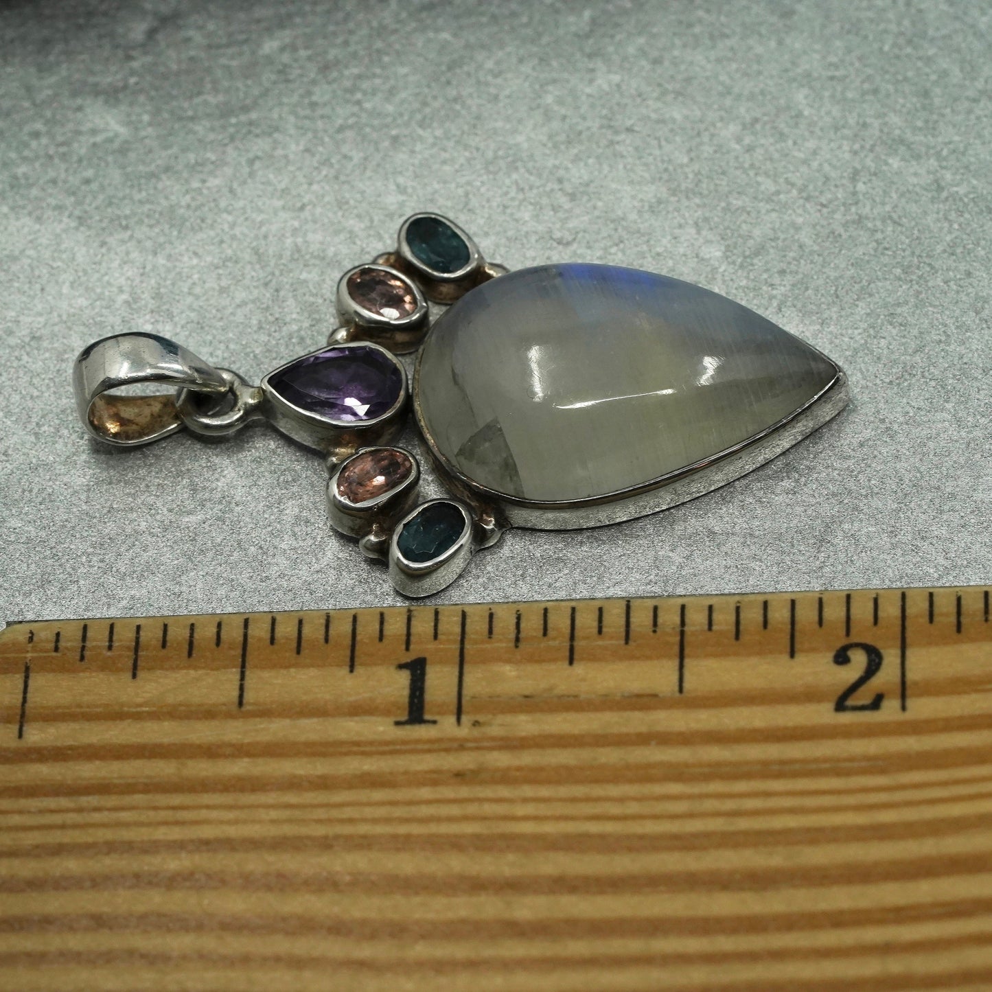 sterling 925 silver pendant with teardrop moonstone amethyst citrine peridot