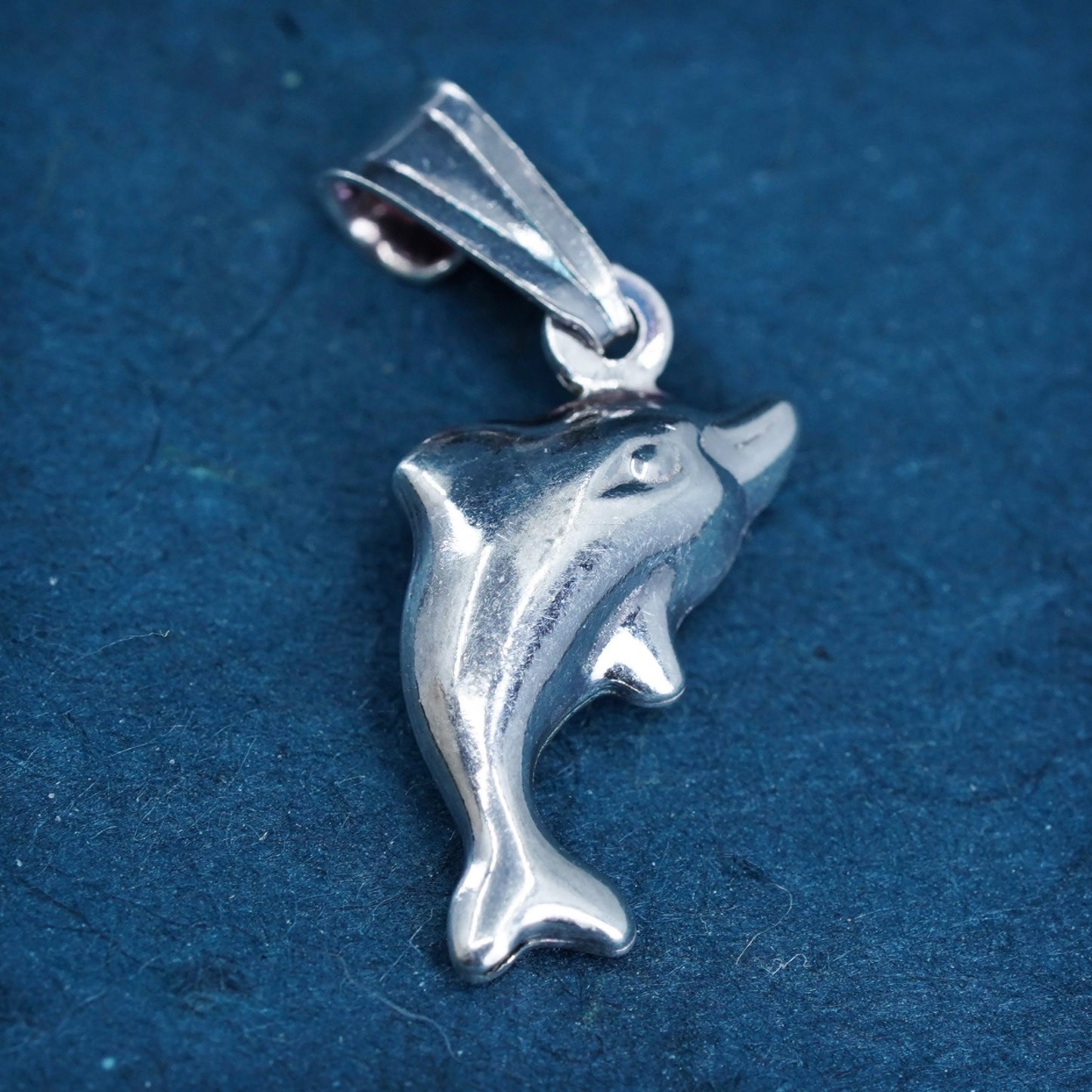 Vintage Sterling silver handmade dolphin pendant, 925 charm