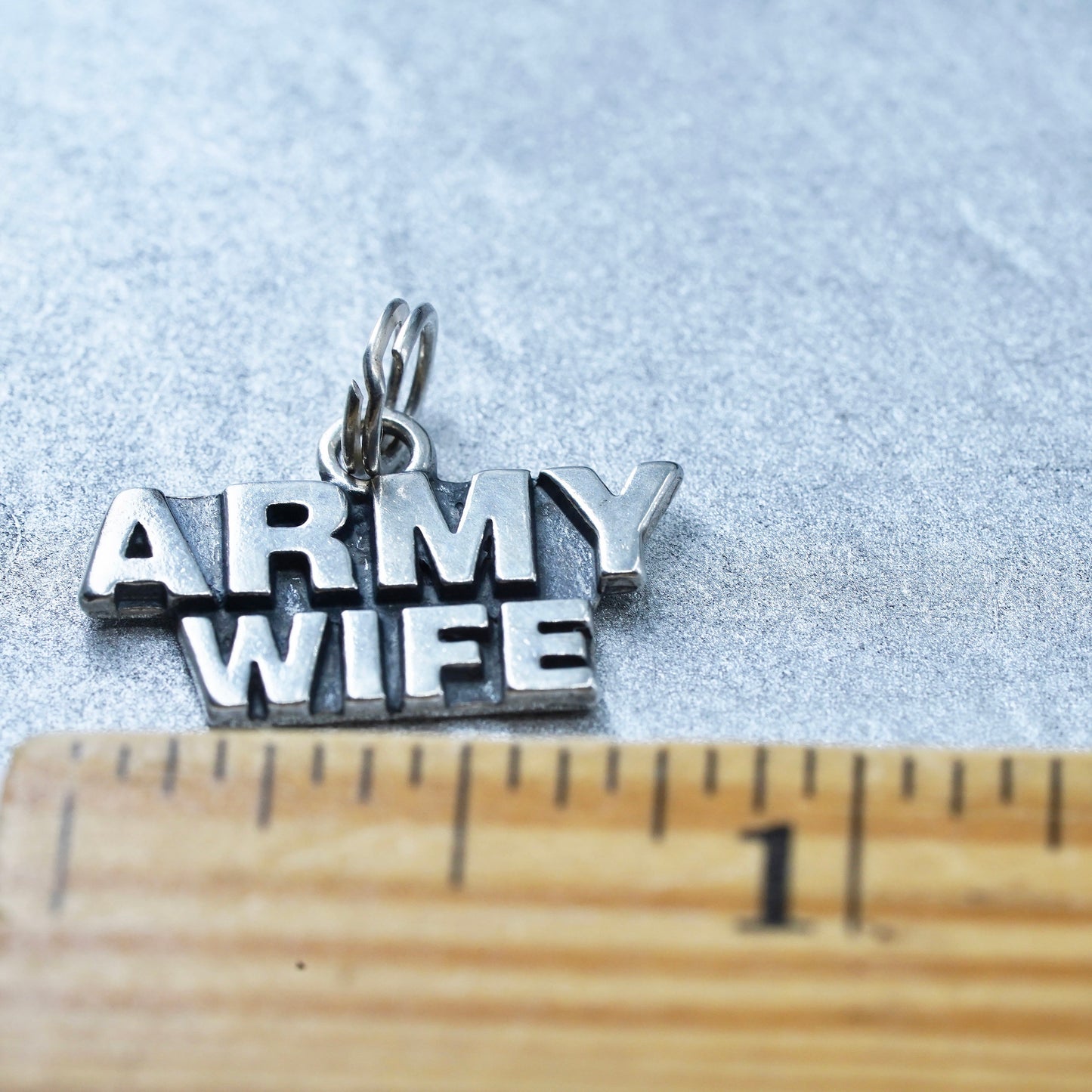 vintage Sterling 925 silver charm, army wife pendant