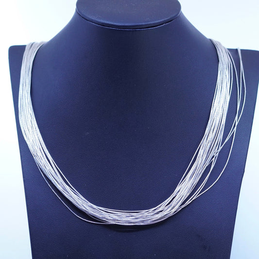 30”, liquid Sterling silver 30 strands necklace, Native American handmade chain