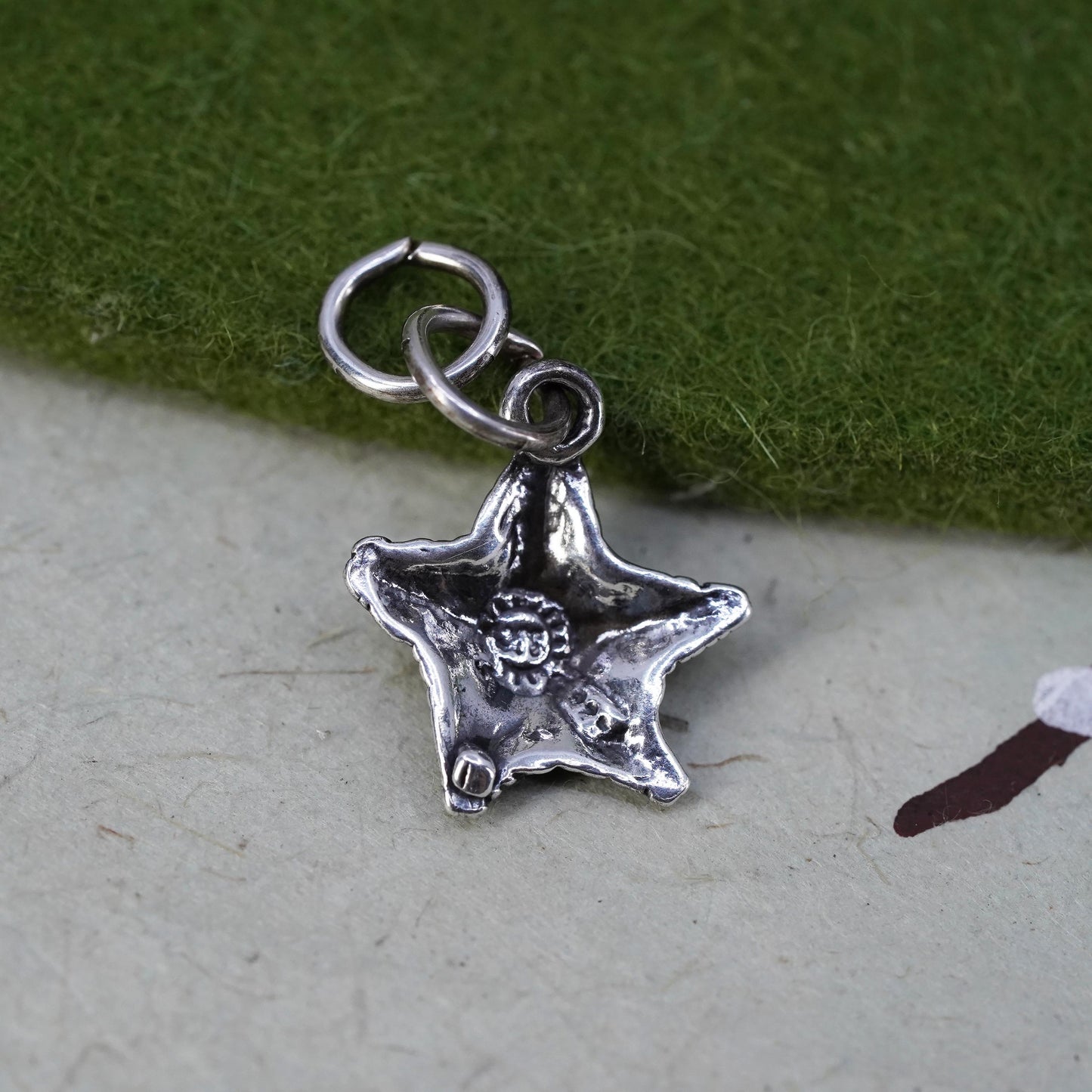 Vintage sterling silver handmade pendant, 925 starfish charm