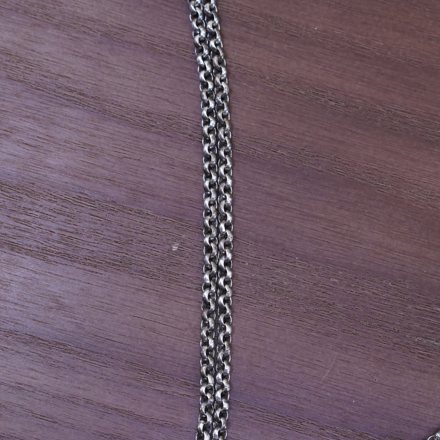 18” 4mm, vintage Sterling silver double circle chain, 925 necklace