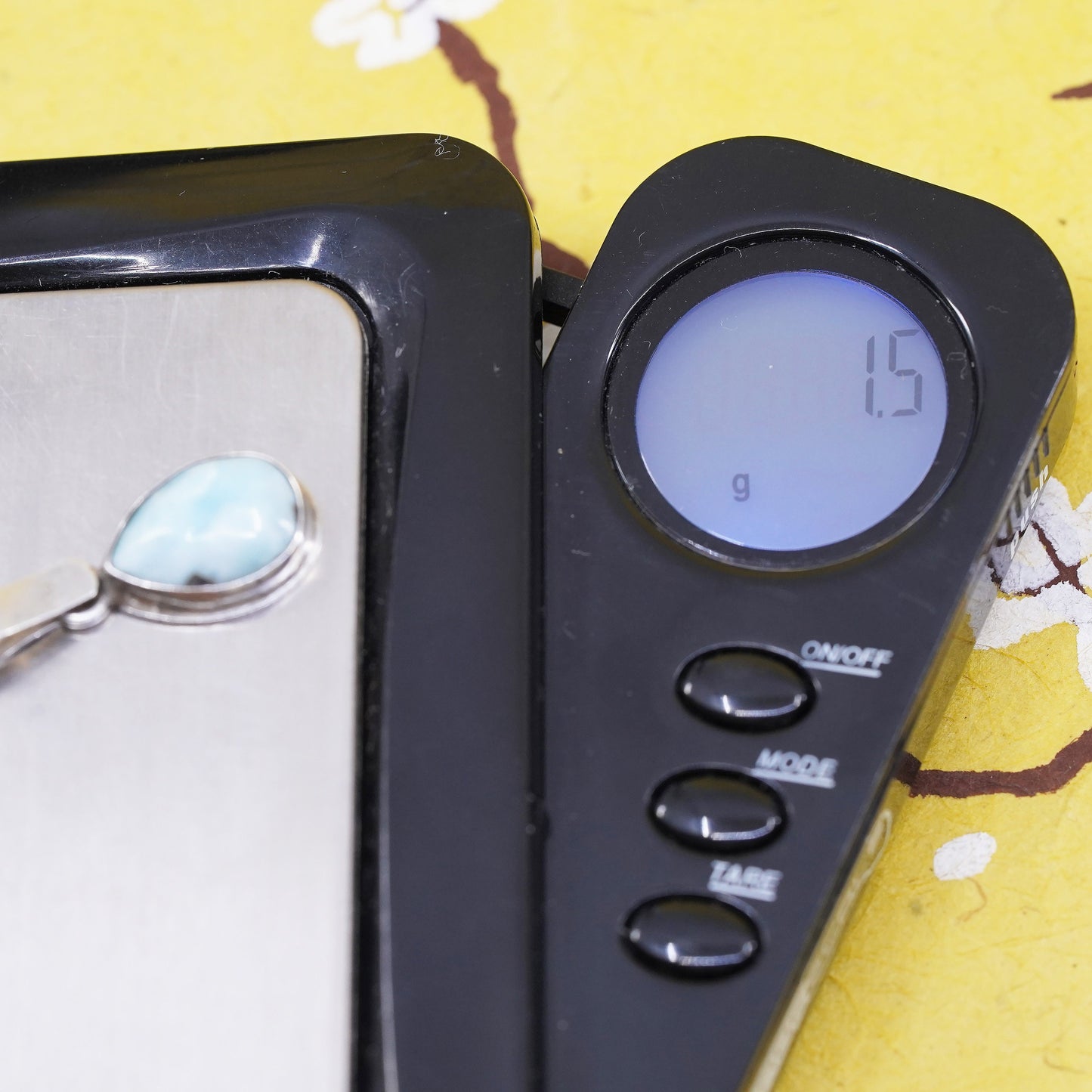 Vintage Sterling silver handmade pendant, 925 teardrop with Larimar