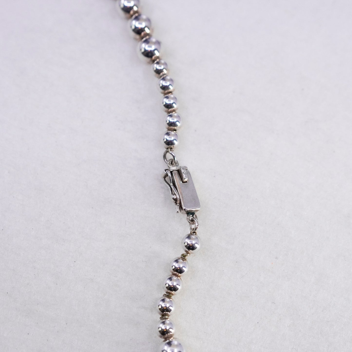 20”, vintage Sterling 925 silver handmade graduated bead chain necklace