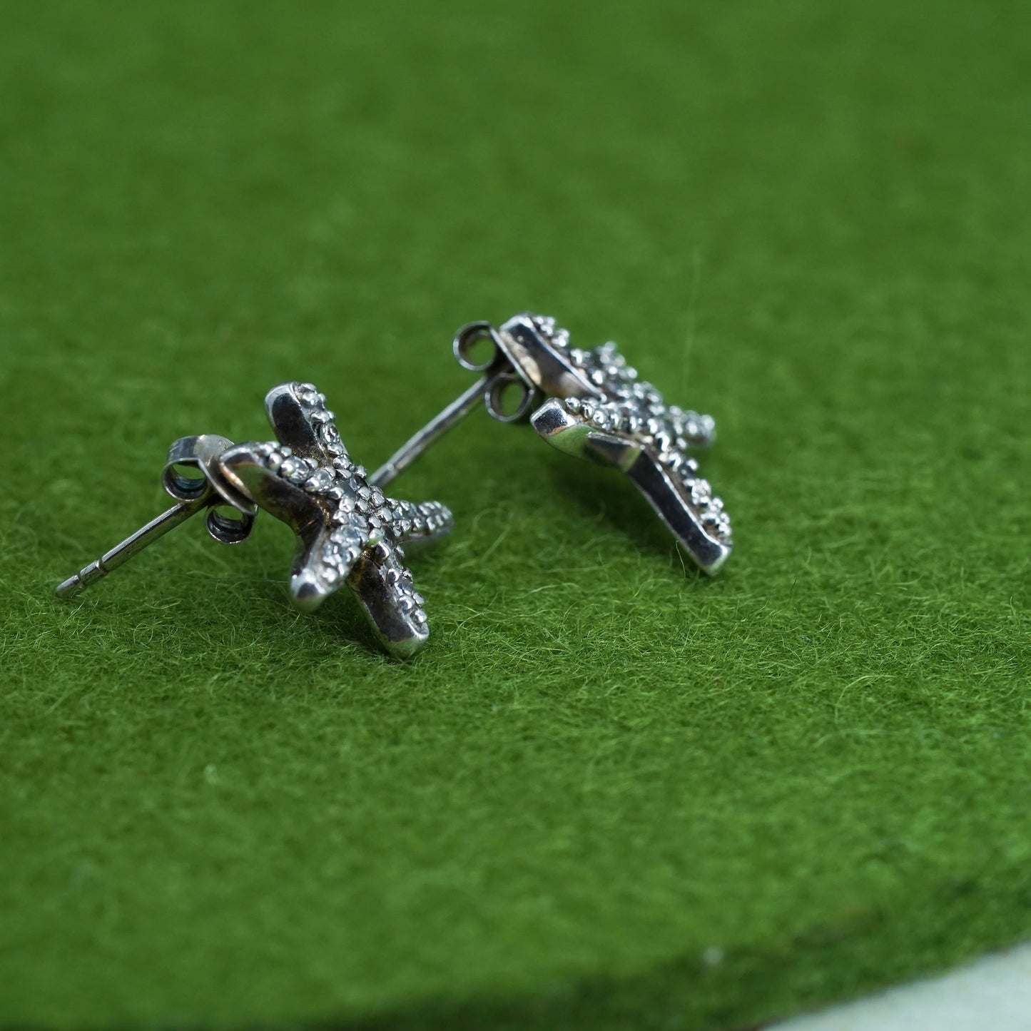 Vintage sterling silver star clear CZ studs, fashion minimalist earrings