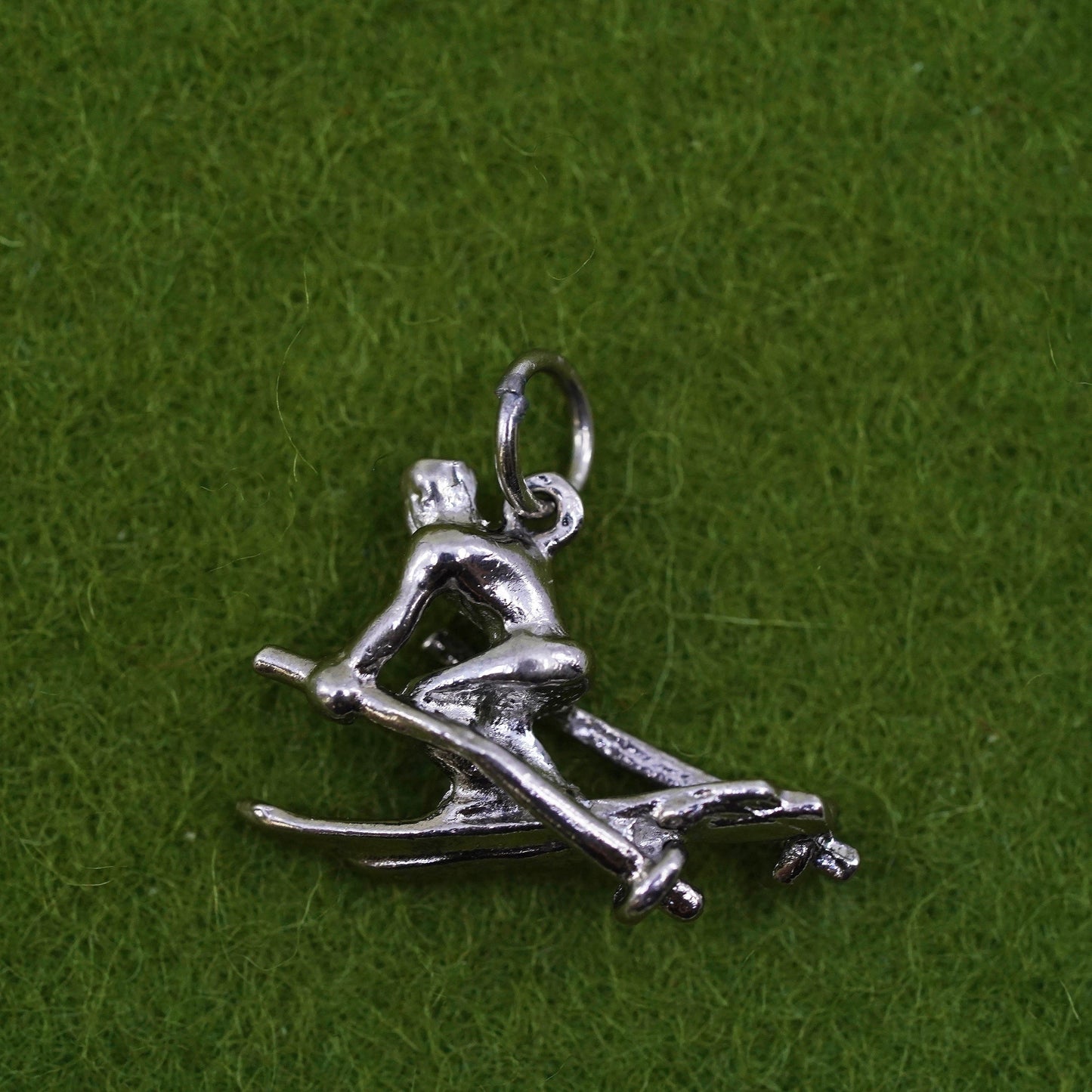Vintage Sterling silver handmade pendant, 925 skier charm