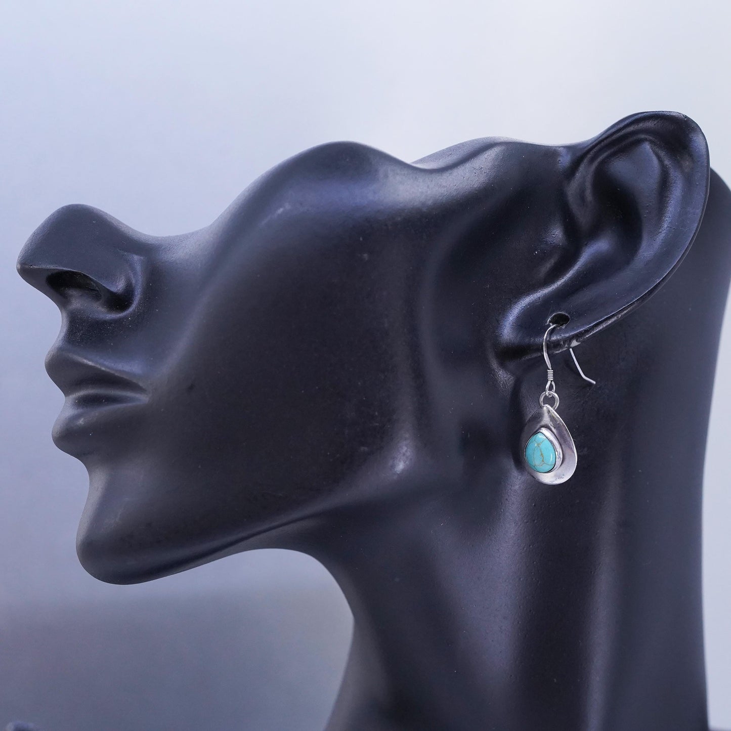 Native American Navajo sterling 925 silver teardrop earrings and turquoise