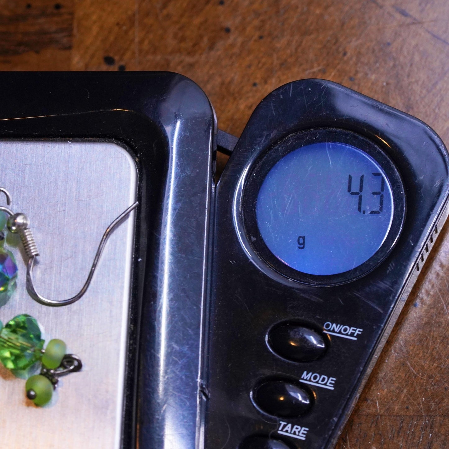 Vintage sterling silver handmade earrings, 925 silver with green crystal drops